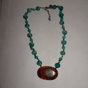 Bonnie J  Ball Bead Brown Resin Pendant Necklace